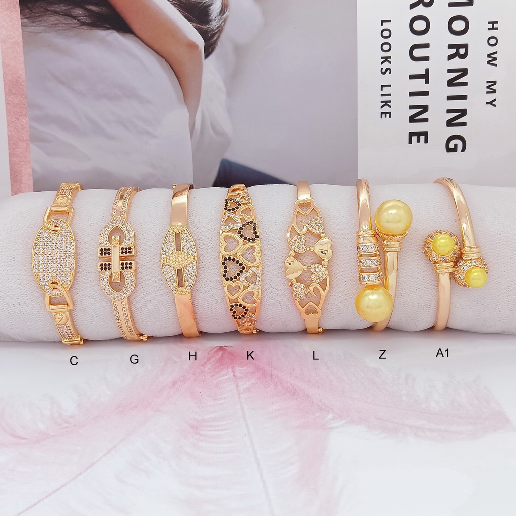 Gelang Bangle Wanita Bola Boba Fleksibel Tangan Kecil Sampai Jumbo Kaku Model Bukaan Xuping Pesta - BB048