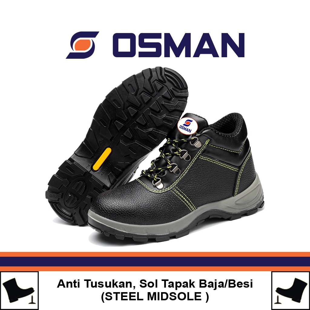 OSMAN Sepatu Safety Shoes Mid Cut Sepatu Safety Ujung Besi Tipe OS-8107