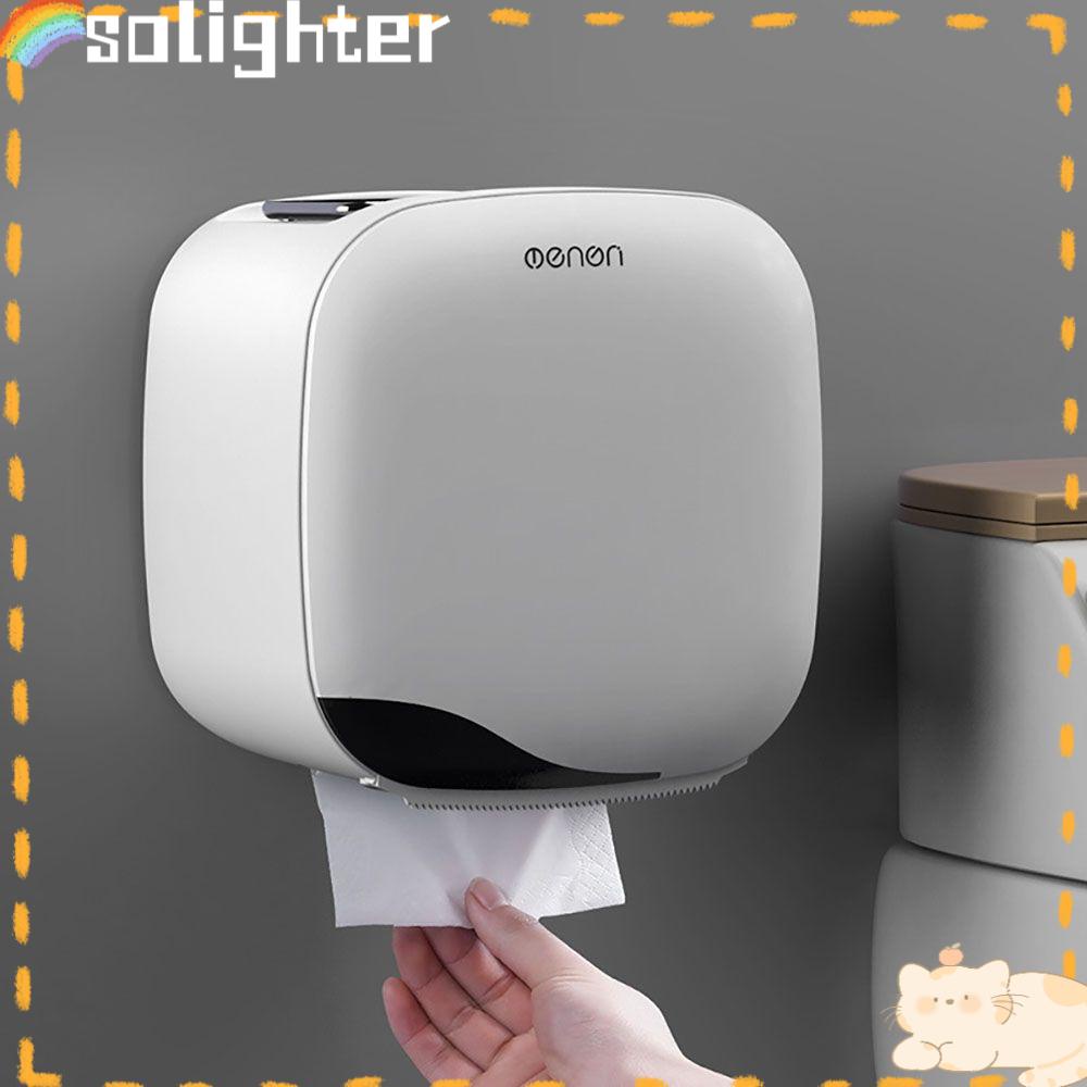 Solighter Toilet Paper Holder Aksesori Kamar Mandi Tanpa Meninju Dinding Dapur Penyimpanan Kertas Roll/Dispenser Kertas Serut