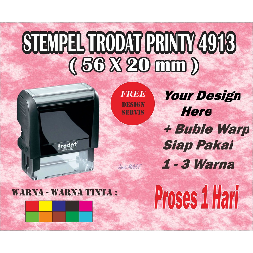 

Stempel Trodat 4913 (56x20mm) Stempel Perusahaan Stempel toko Praktis 2 - 3 warna tanda tangan
