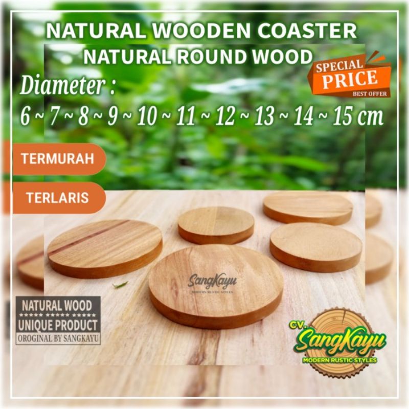 Wooden Coaster 7 Cm Tatakan gelas cangkir kopi teh Tatakan kayu unik