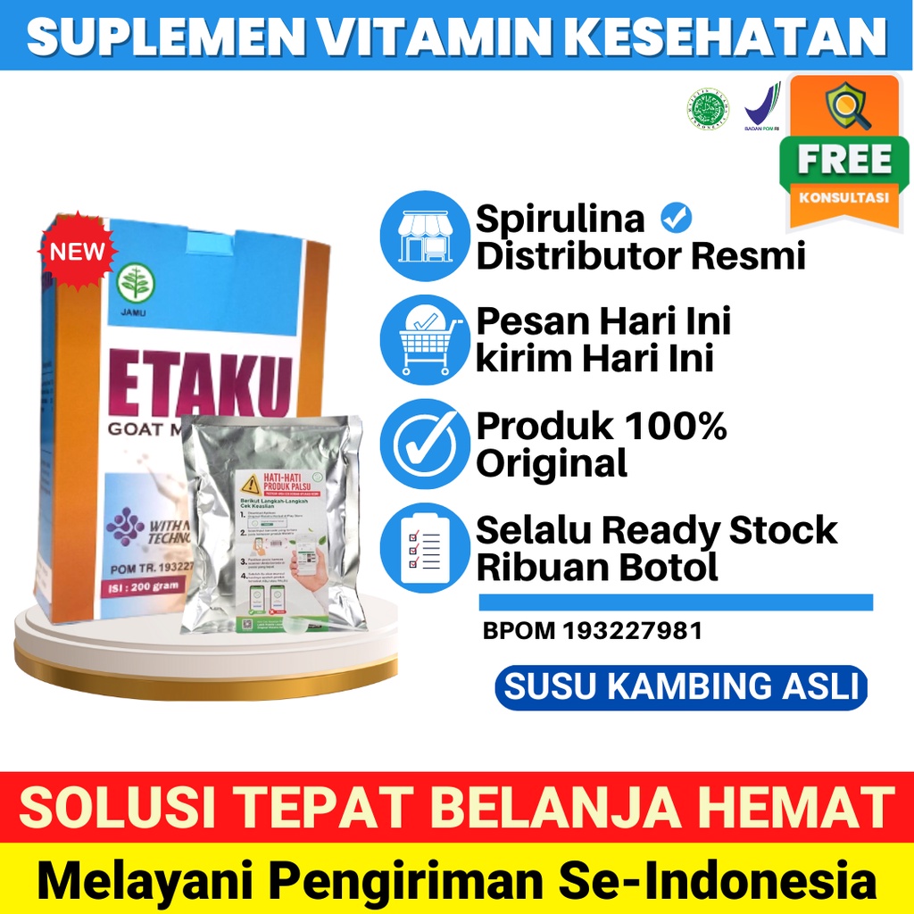 

ETAKU Susu Kambing Etawa Bubuk Sudah BPOM & HALAL Suplemen Vitamin Kesehatan