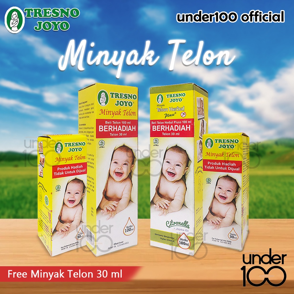 ❤ Under100 ❤ Tresno Joyo Minyak Telon | Minyak Telon Herbal Plus Citronella 100 ml Free 30 ml | HALAL BPOM