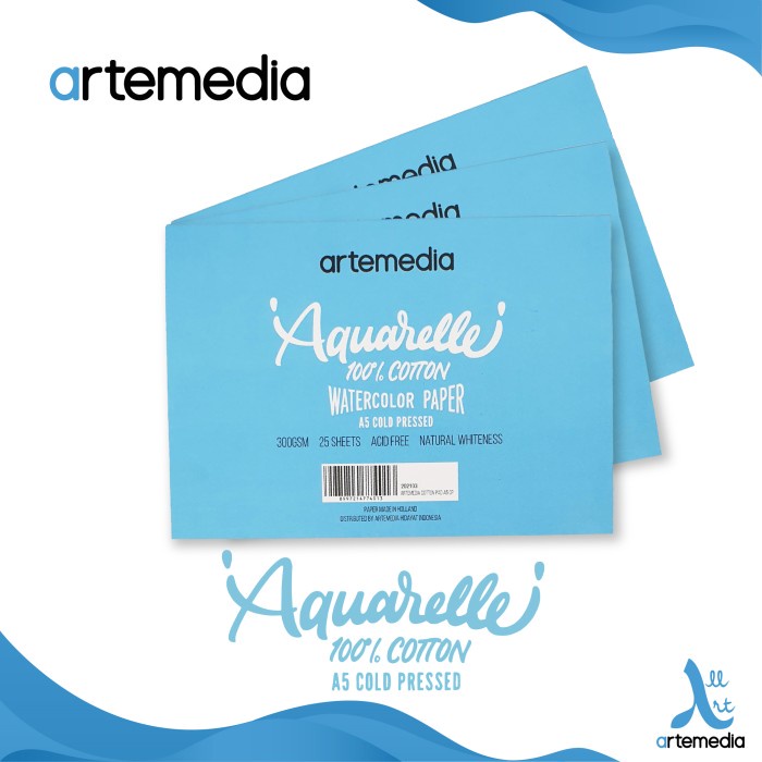 

Buku Gambar Kertas Cat Air Artemedia Aquarelle A5 Cotton Watercolor Pad