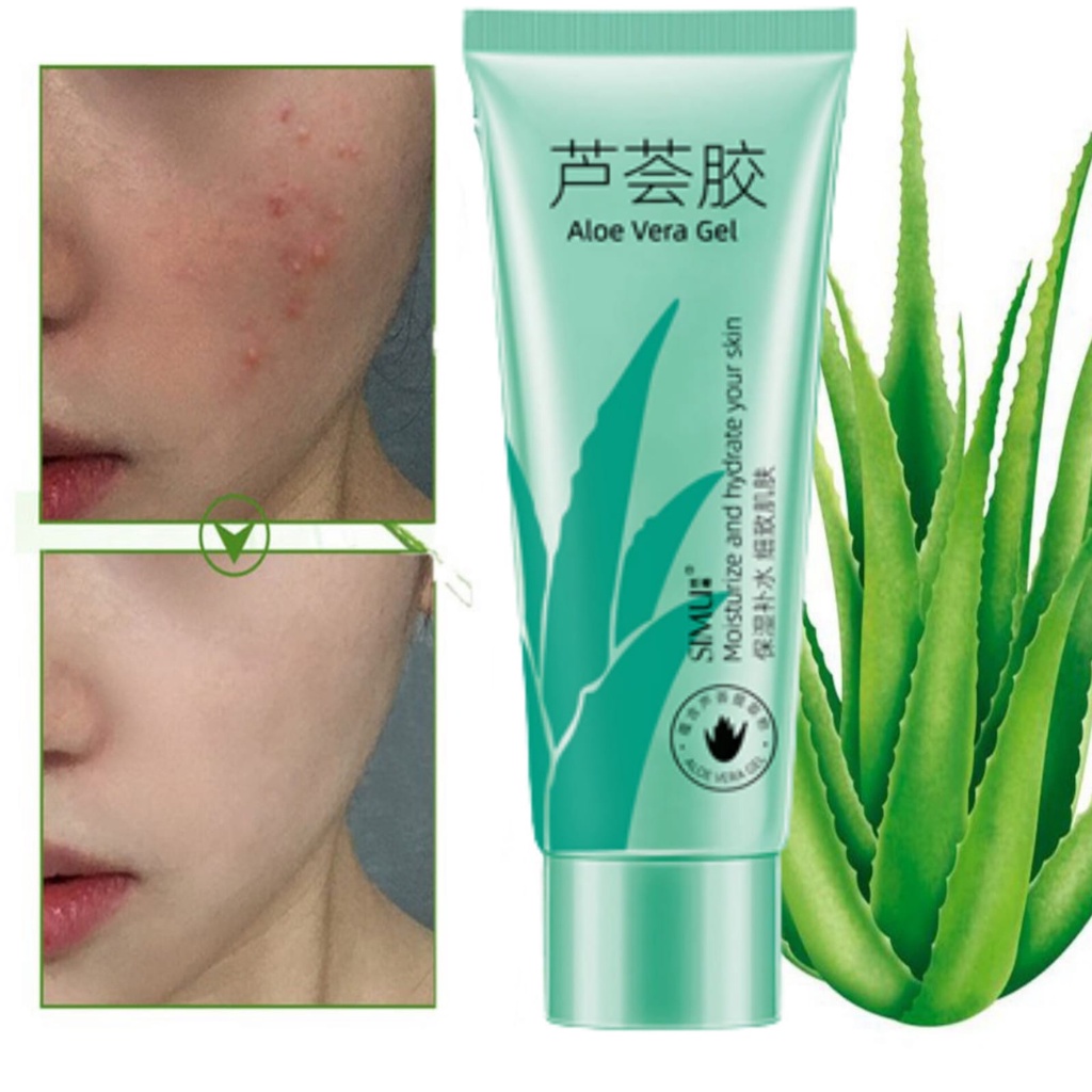 Aloevera gel / krim Lidah buaya / pelembab wajah / wajah glowing SIMU 40gr