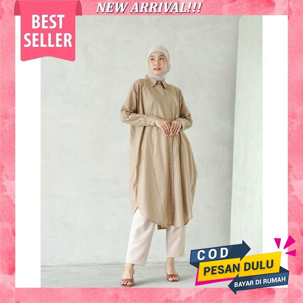 Atasan Crinkle / Lova Long Tunik / Kemeja Blouse / Shirt Wanita Import Tunik Wanita Terbaru Bahan Ad