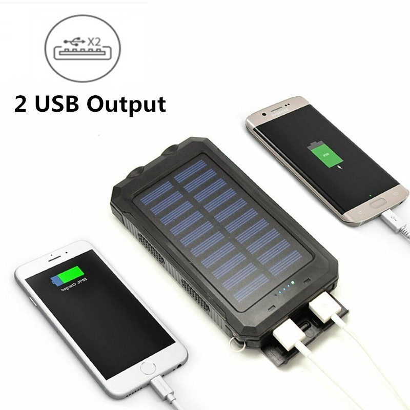 50000mAh power bank awet tahan lama Solar Power Bank Charger USB Ports Powerbank External Charger Flashlight