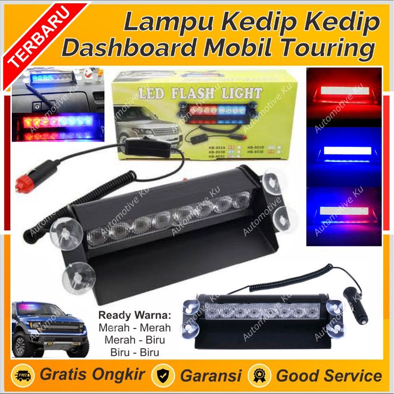 LAMPU LED MOBIL KEDIP TEMPEL KACA DASHBOARD KABIN DEPAN 8 TITIK MATA LED BIRU MERAH AVANZA XENIA JAZ