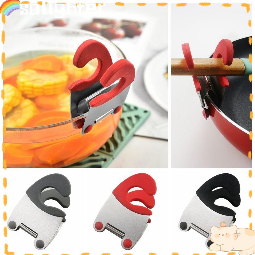 Solighter Panci Klip Samping Tahan Panas Stainless Steel Gadget Dapur Alat Dapur