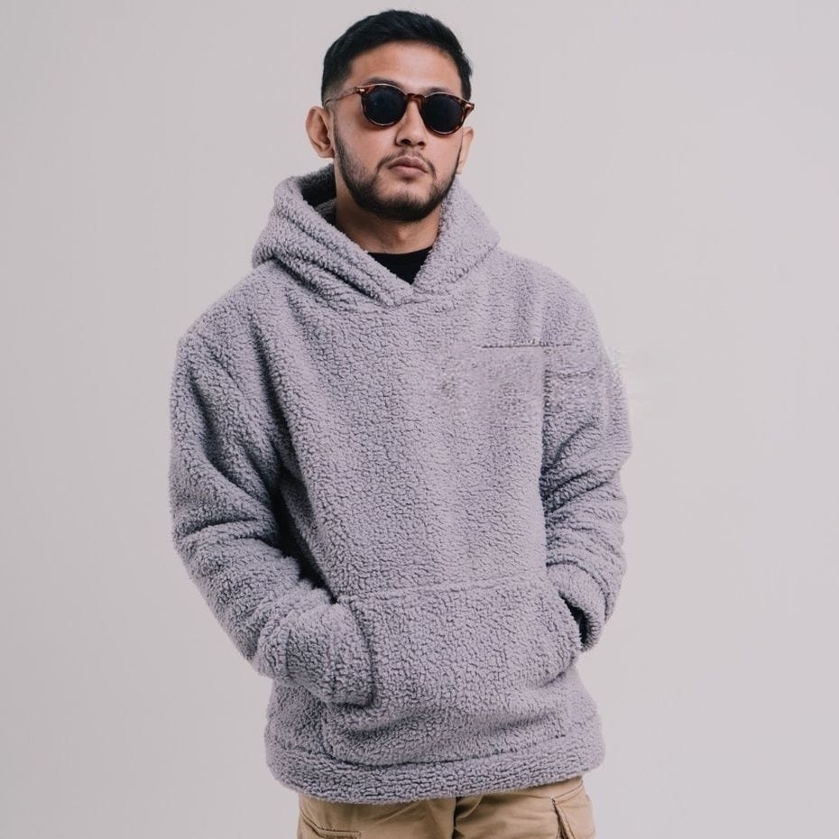 Jaket Sherpa Hoodie Bulu Domba Pria Wanita