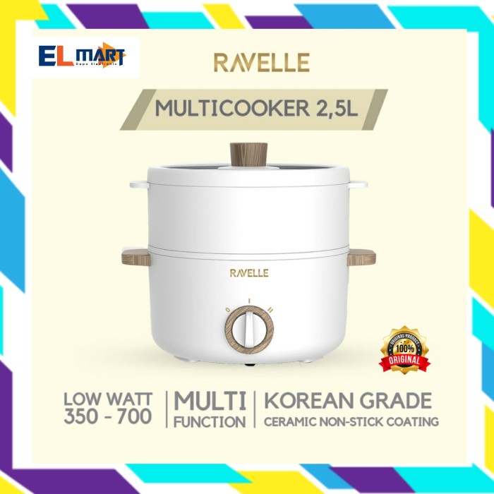 Ravelle Multi Cooker 2,5L Panci Steamer Kukusan Listrik RMC25A