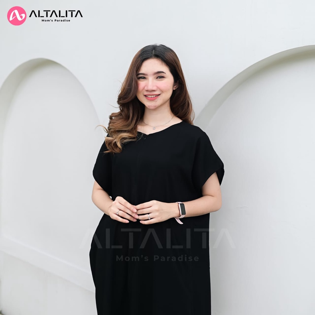 Altalita - Daster Rayon Busui Polos Kekinian | Daster Viral Ruffle Polos Jumbo LD 120 | Daster Busui Polos Pendek Rempel Bawah Bahan Rayon Premium