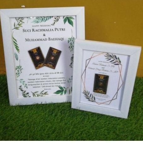 FRAME GIFT MINIGOLD - Versi Wedding Gift - Bingkai Foto - Free Design - *Tanpa Emas Minigoldnya* ‑ T