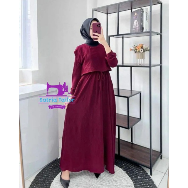 DRESS AYESHA /GAMIS MUSLIM/DRESS PANJANG |Gamis remaja terbaru kekinian lebaran 2023 gamis warna mar
