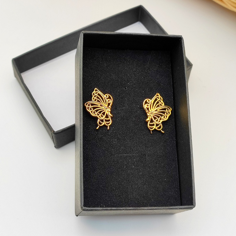 Anting Kupu-Kupu Wanita Anting S925 Berlapis Emas Anting Studded Anting Hadiah Pacar Aksesoris Fashion