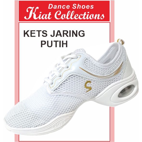 SEPATU LINE DANCE PUTIH JARING SNEAKERS WANITA