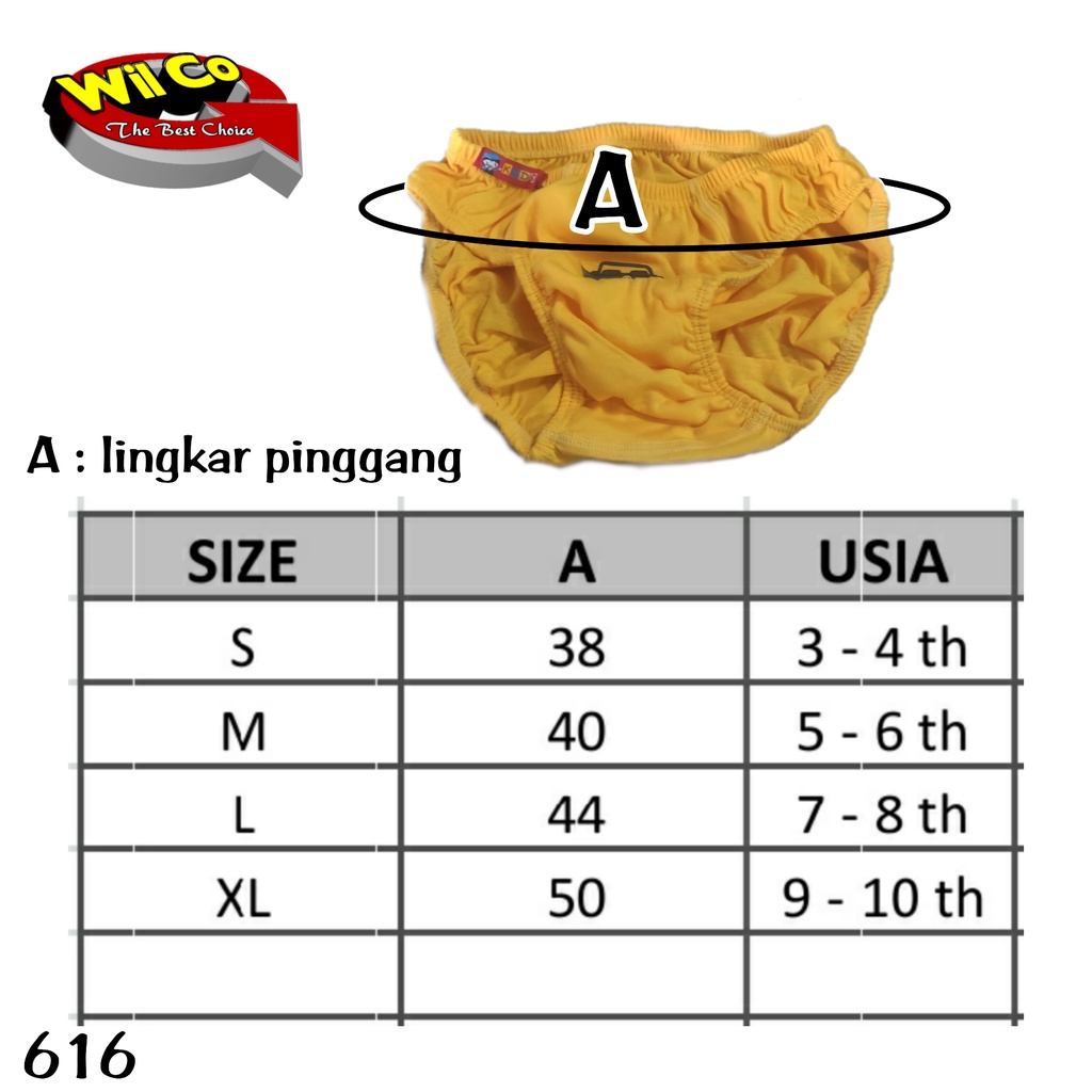 K616 (6-12 pcs) Agree Kids Celana Dalam Anak Laki laki, Cd Anak Cowok Size S M L XL (usia 3 - 11 th)