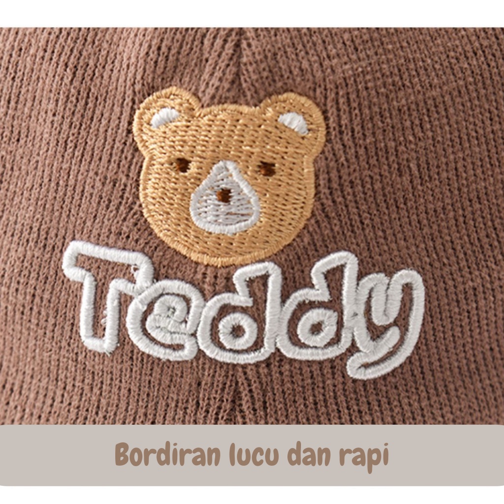 Topi bucket anak unisex usia 6 bulan sampai 5 tahun keren / topi anak bayi motif TEDDY BEAR lucu import