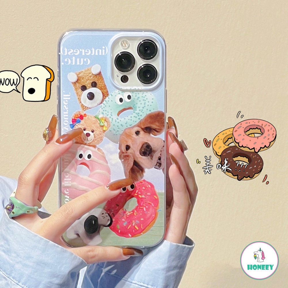 Soft Case Tahan Air Motif Anjing Beruang Doughnut Untuk IPhone 14 13 12 11 Pro Max XR X XS