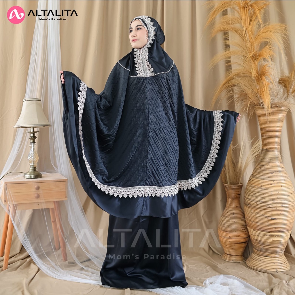 Altalita - Mukena Taleetha Dewasa Premium Renda Mewah Sutra Velvet Polos Jumbo Adem Terbaru