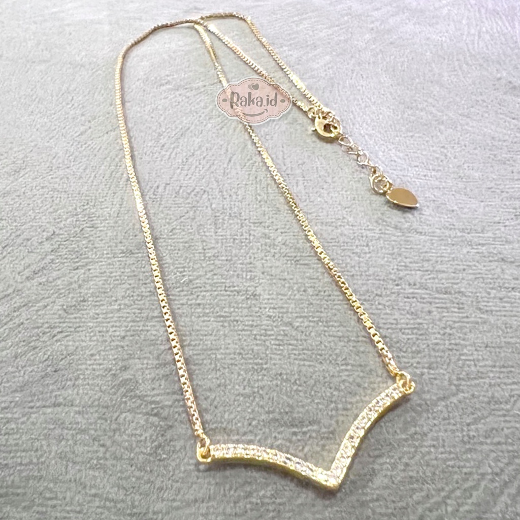 Kalung Wanita / Kalung Dewasa Rantai Motif V Permata Blink Perhiasan Wanita 1139