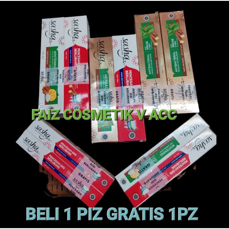 Sasha Pasta Gigi 150gr/Sasha Siwak 65gr (Beli 1 Gratis 1)