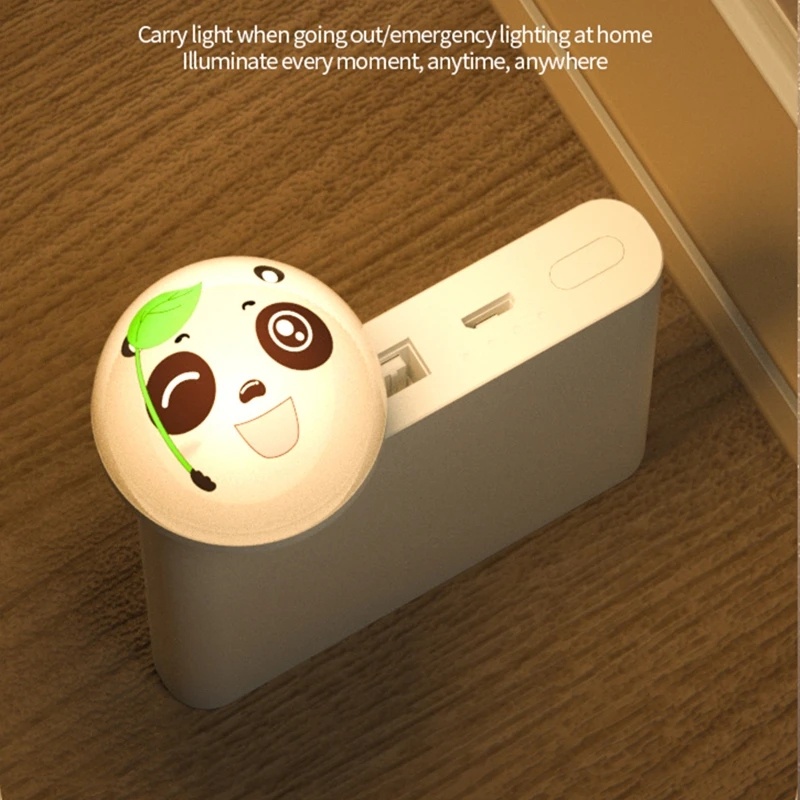 Lampu Malam Panda Lucu Portabel/Lampu Baca Bohlam Lampu Hangat Plug USB Mini Untuk Penerangan Keyboard Laptop