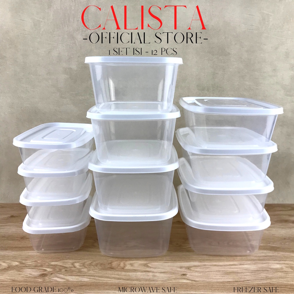 TOPLES SET CALISTA BENING FURANO PUTIH TRANSPARANT SET ISI 12PCS FOOD CONTAINER PREP PREPARATION KULKAS SET TEMPAT WADAH PENYIMPANAN MAKANAN TOPLES KUE KERING LEBARAN 1 SET