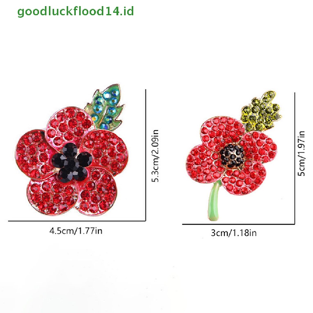 [GOOGFOUR] 1pc Crystal Poppies Enamel Pin Bros Wanita Dekorasi Natal Lencana Merah Pin [TOP]