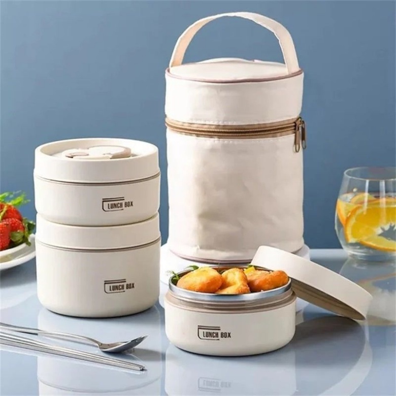 【COD】304 Stainless Steel Lunch Box /Kotak Makan Siang Bento Portabel/Round Stainless Lunch Box/School Picnic Box/Mangkok Cangkir Sup