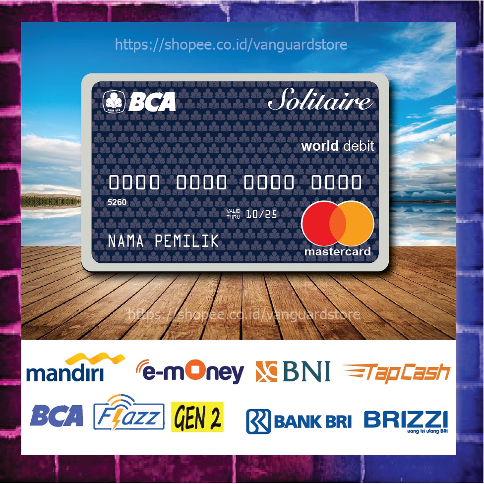 KARTU E MONEY E TOLL KARTU SOLITAIRE MASTERCARD DEBIT CREDIT EMONEY MANDIRI FLAZZ BCA BNI TAPCASH BRIZZI BRI - 1 SISI