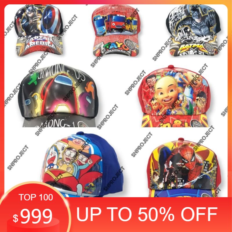 TOPI ANAK  MIKA PREMIUM ) topi printing logo super hero superman spiderman avenger Laki Perempuan of