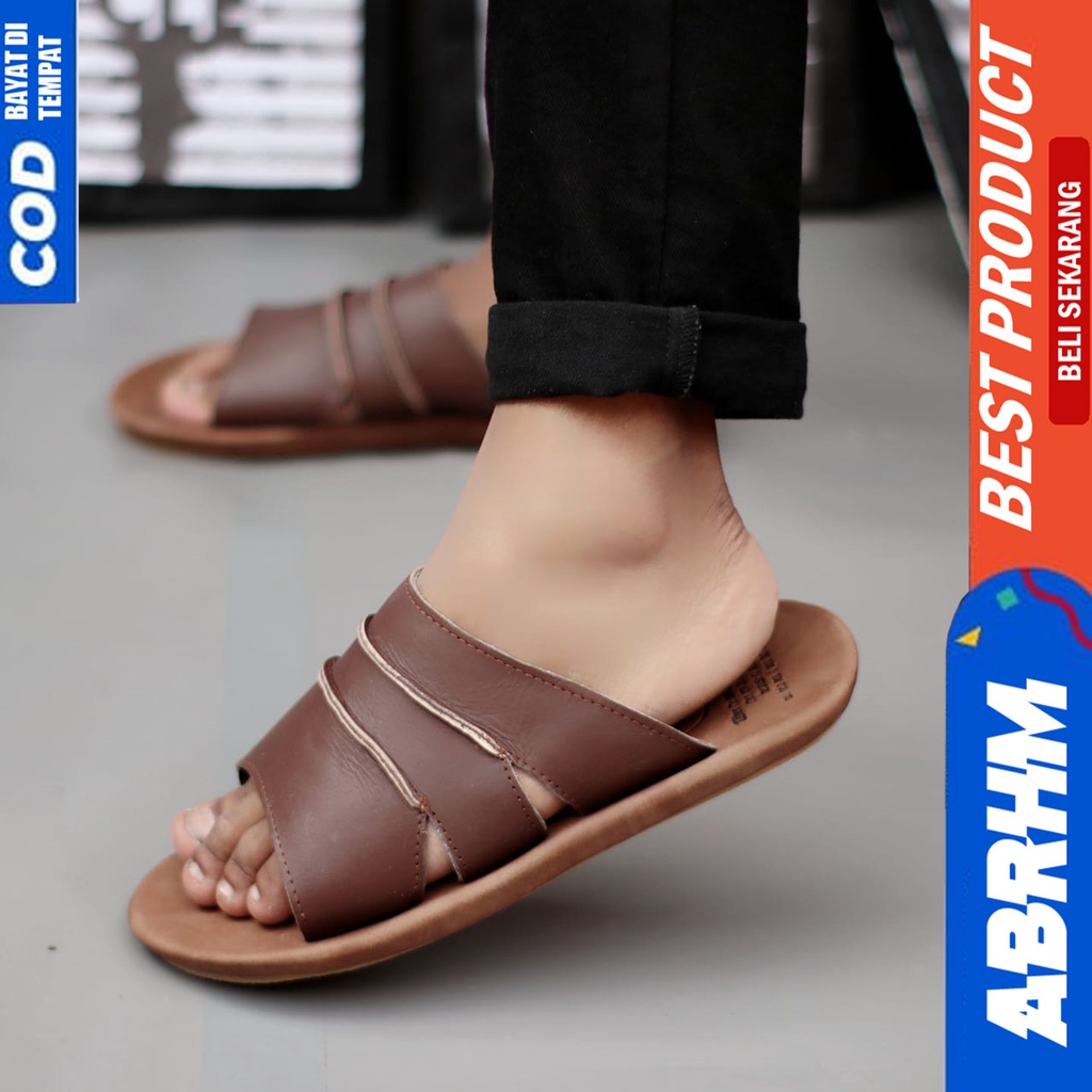 Sandal Slide Pria Kulit Asli Original Abrhm TAIM