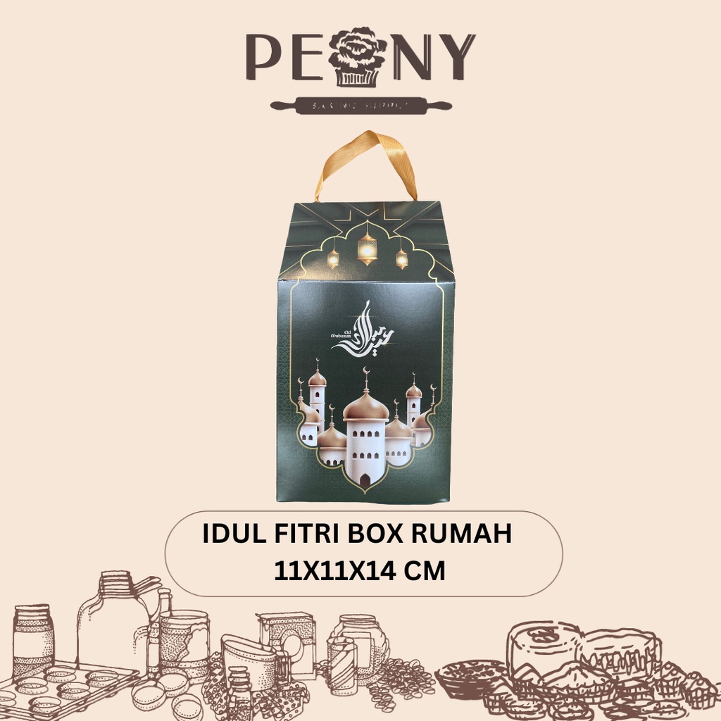 PAPASO PACKAGING IDUL FITRI BOX KOTAK RUMAH UKURAN 11X11X14 CM