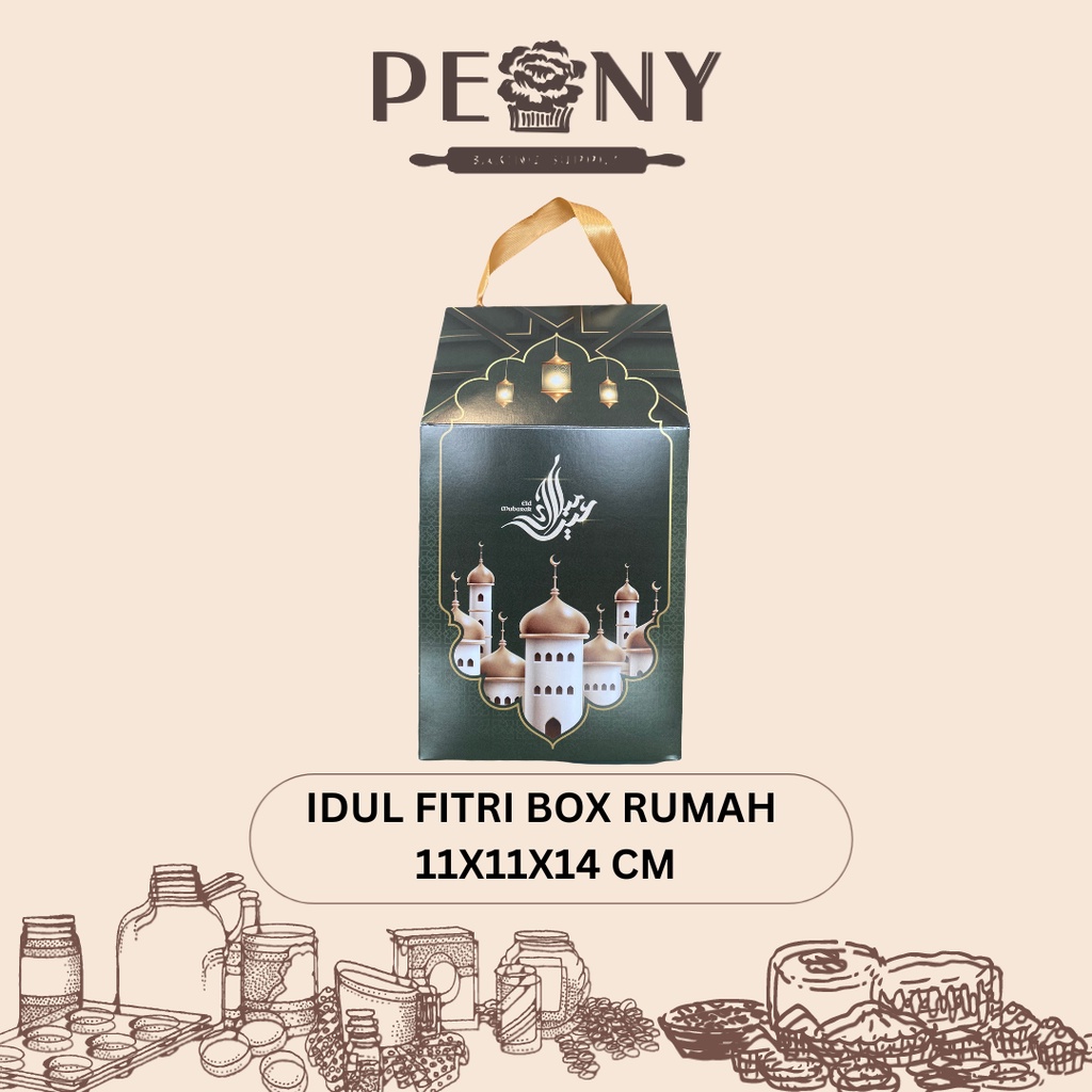 PAPASO PACKAGING IDUL FITRI BOX KOTAK RUMAH UKURAN 11X11X14 CM