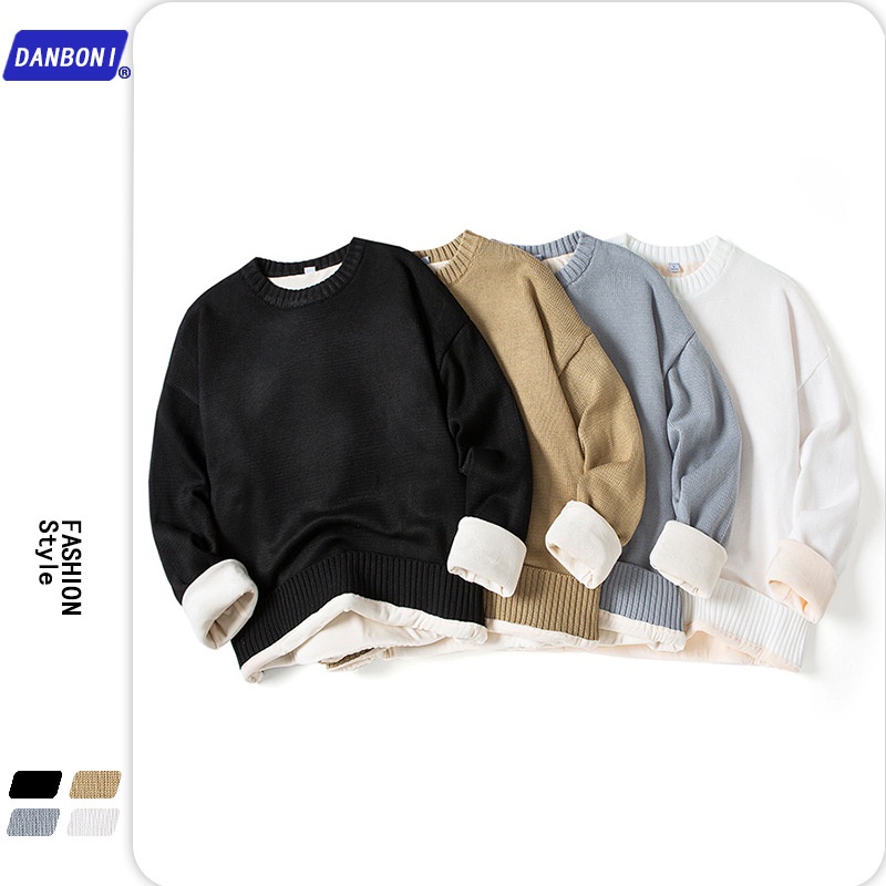 DBN  # Sweater Pria  2022  Tren Bulu Berlapis Tebal Sweater Remaja Sweater