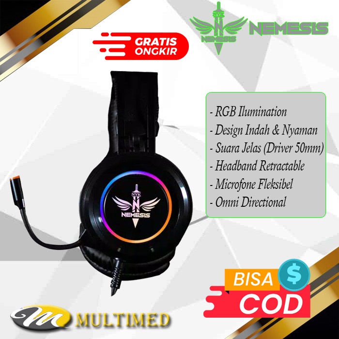 Headset Gaming NYK Rubick HSN-09 / HS-N09 RGB