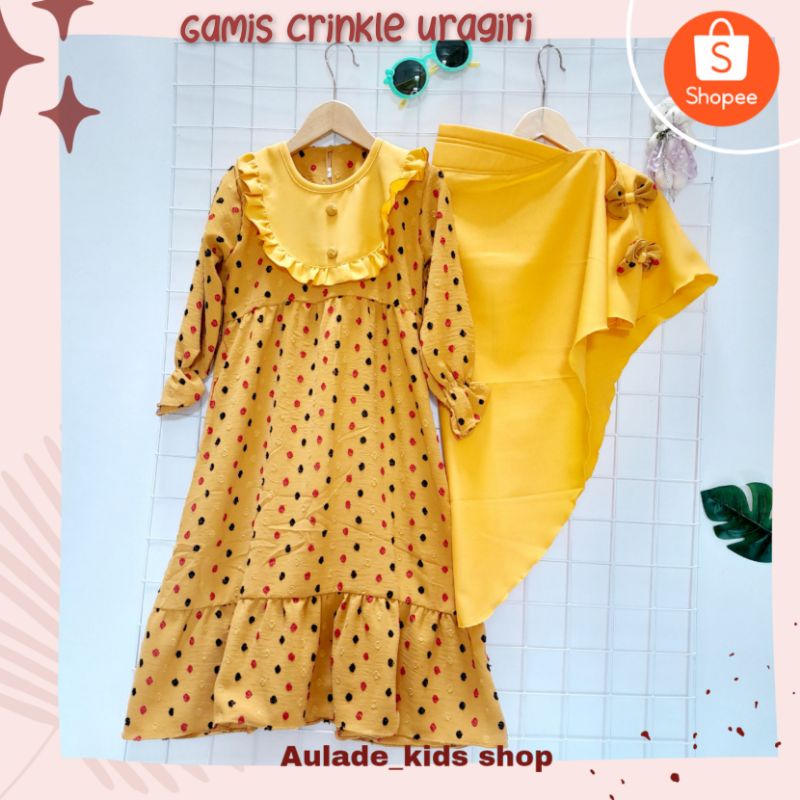 Gamis Anak Crinkle Uragiri Set Jilbab Usia 2-8 thn / set gamis crinkle airflow / gamis anak kringkel