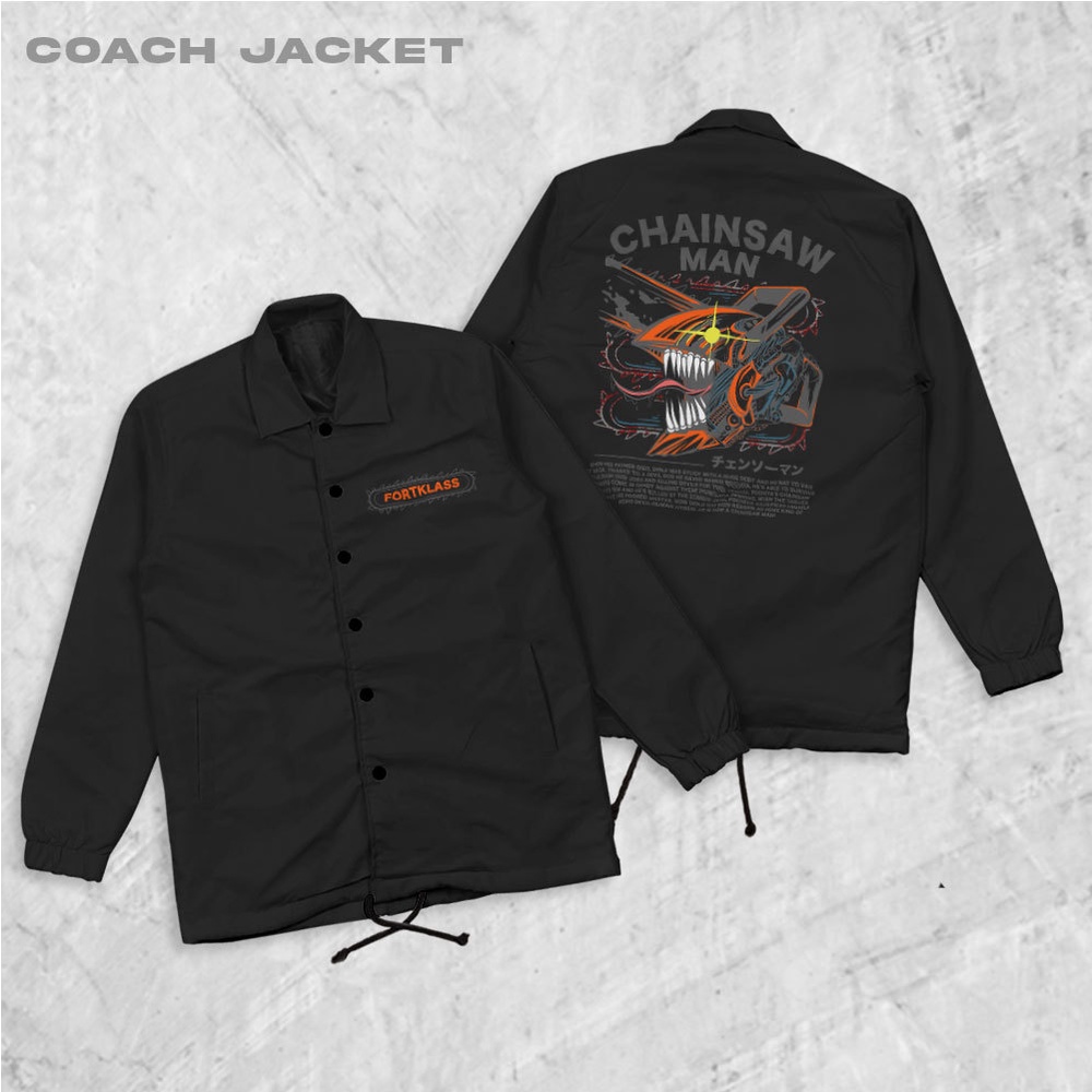 HipNop  Basic Jaket Coach CHAINSAW Jaket Zipper Pria Jaket Parasut Unisex