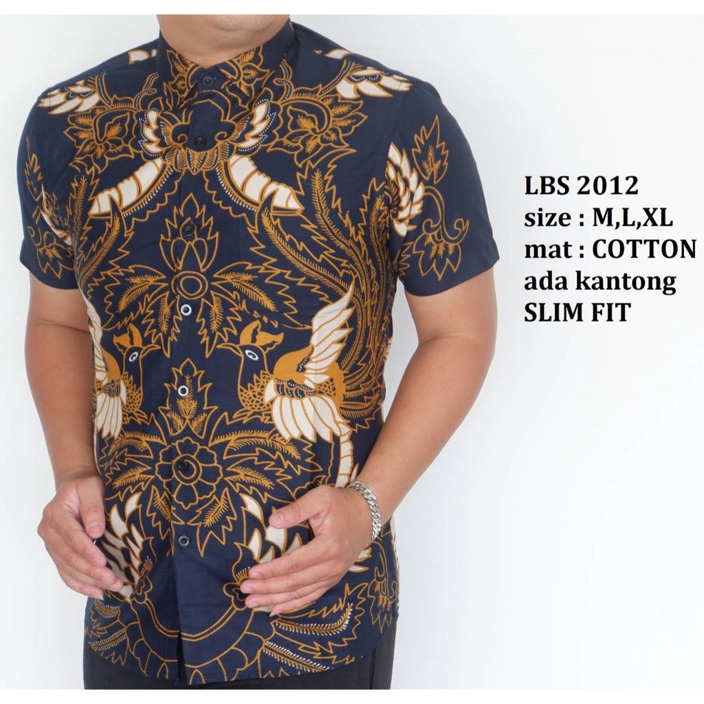 Baju Batik Pria Slimfit Kemeja Lengan Pendek Slim Fit LBS 2012