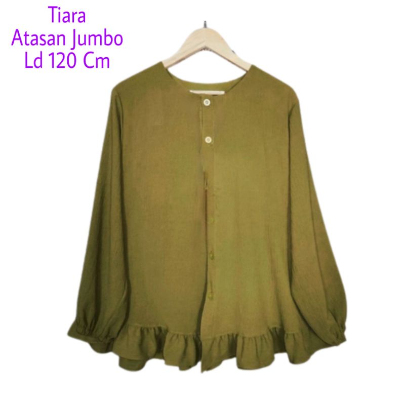 Atasan Blouse Tiara Jumbo Ld 120 cm Lengan 3/4 Karet Kancing Depan Hidup Bahan Moscrepe Busui dan Bumil . Atasan Baju Wanita Oversize Terbaru 2023 Kekinian Blus Dewasa Big Size Viral