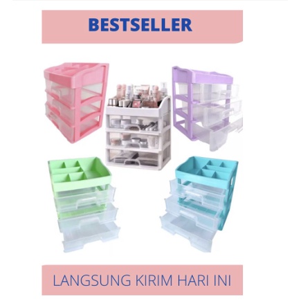 Rak kosmetik Laci Kosmetik Plastik 3 Susun 3 laci - Rak Makeup Organizer6 GDG