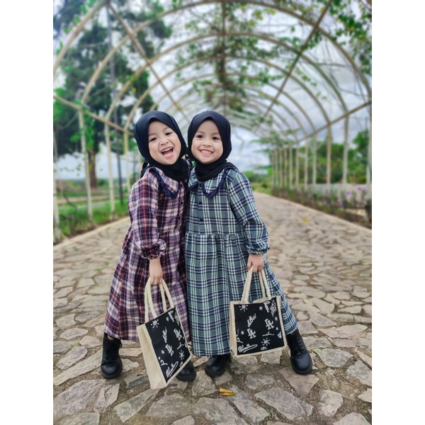 Gamis Anak Flanel 1-4 Tahun | Gamis Anak Motif Kotak Kotak | Gamis Anak Murah Kekinian