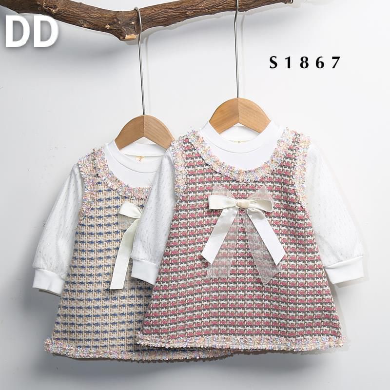 dress tweed 1-4 tahun impor