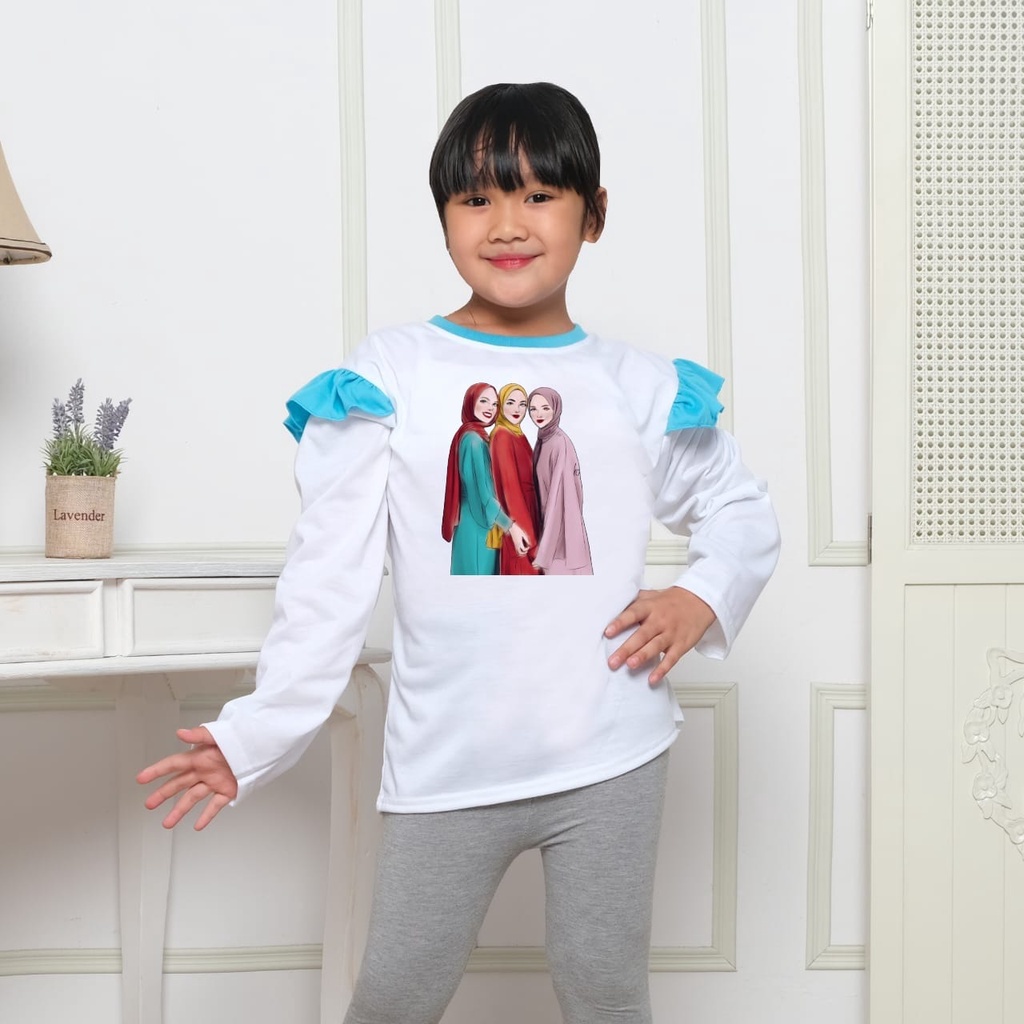 Hzl_outfit Baju Koas Model Anak Lengan Panjang Hijab Rainbow/ ATASAN BAJU ANAK ANAK