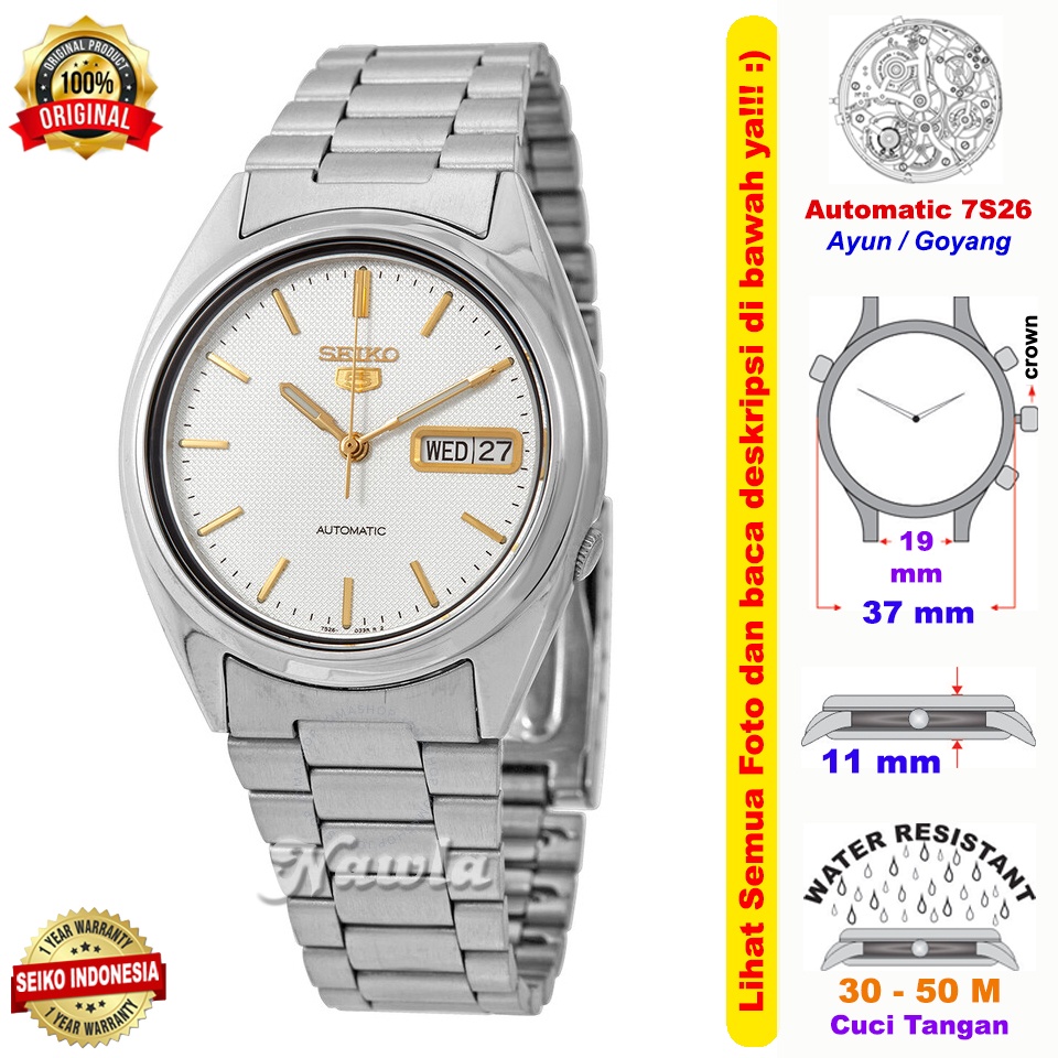 Seiko 5 SNXG47K1 Automatic White Dial - Jam Tangan Pria SNXG47