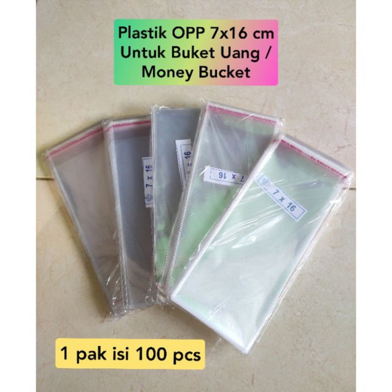 100 pcs opp plastik bungkus uang buket