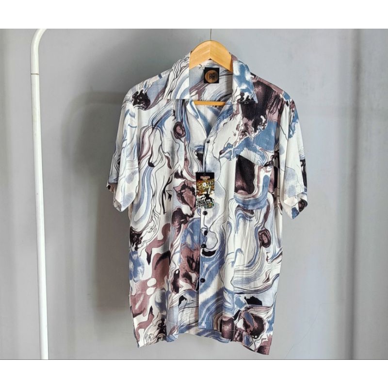 BODONG OFFICIAL | Kemeja Pantai Pria Wanita | Kemeja Hawai Pria Vintage Abstrak motif