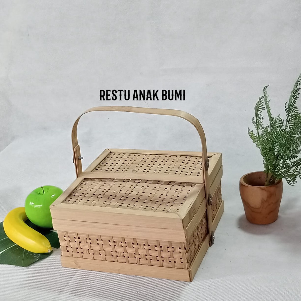 (A068) Rantang Kotak Susun 1 23x23cm | Hampers serbaguna | Hampers Makanan | Seserahan Unik | hand m
