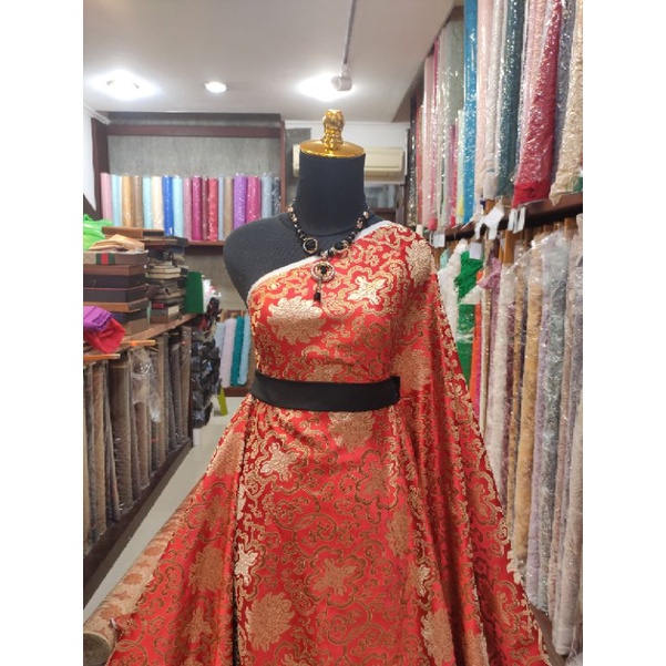 Kain Cheongsam Premium Bridal Imlek AJH928 Merah Emas